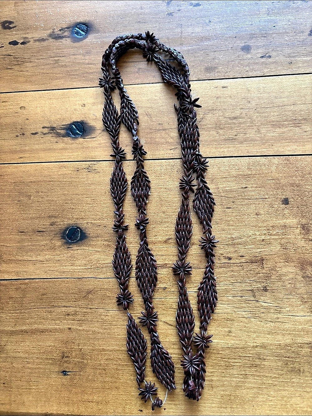 Koa Seed Beaded Statement Necklace / Apple Seed Necklace